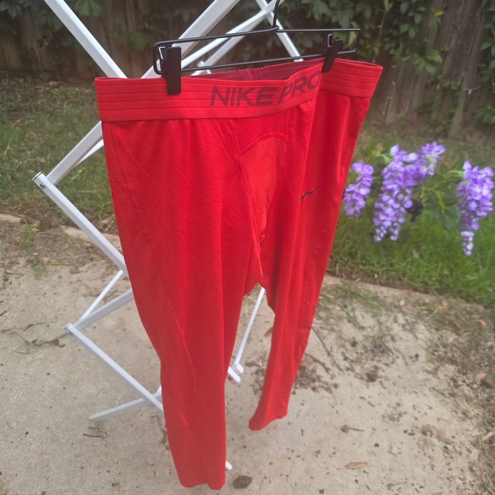 Nike Pro Dri-FIT Mens Compression Tights Red Leggings 3XL Tight Fit Base Layer - Picture 2 of 5